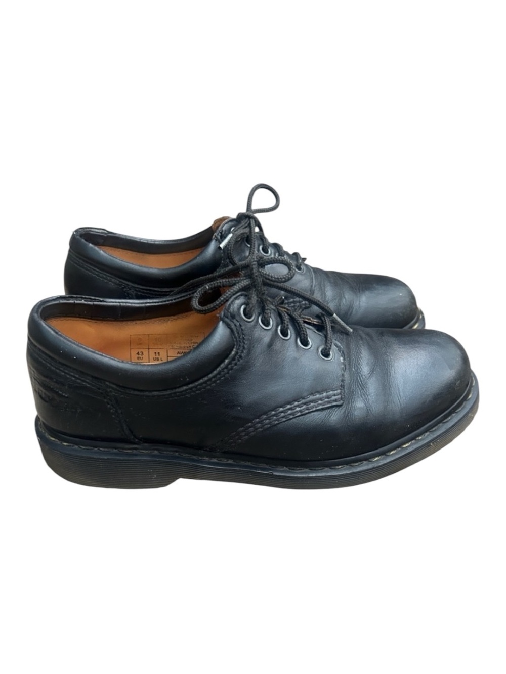 Vintage Dr Martens 8053 Black Leather 5 Eye Padded Collar Grunge Oxfords Y2K
